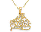14K Yellow Gold #1 SISTER Charm Pendant Necklace with Chain